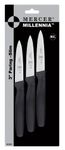 Mercer Culinary Millennia 3-Inch Paring Knife Knives-Slim (3-Pk.), Stainless Steel, Black, 15x10x3 cm