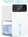 Dehumidifiers for Home, 28dB Ultra Quite Dehumidifier for Bedroom, 1500ML Portable Bathroom Dehumidifiers with 12H Timer, Automatic Shutoff, 7 Colorful Lights, Small Dehumidifier for Drying Clothes