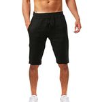 Men's Summer Linen Shorts Loose Cotton Drawstring Elastic Waist Shorts with Pockets Beach Cargo Bottoms Casual Sports Running Gym Linen Yoga Joggers Pants Sweatpants Holiday Essentials for Men