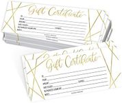 25 4x9 Gold Geo Blank Gift Certificates for Business Gifts for Clients - Blank Gift Cards for Small Business Gift Certificates Christmas, Restaurant Gift Certificates for Spa Salon Gift Certificates