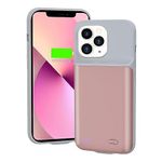 HUOBAO iPhone 13 Pro Max Charging Case, 5000mAh Portable Smart iPhone 13 Pro Max Battery Case, Rechargeable Extended iPhone 13 Pro Max Charger Case, 6.7 inch, Pink