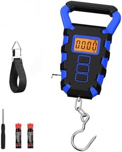 ORIA Digital Fishing Scale with Gripper, Luggage Scales with Hook, Portable Hanging Scale, 110lb/50kg Weight Max, Built-in 38" Tape Measure, Backlit LCD Display, Lb/Oz/Kg Mode, Blue
