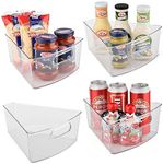 Sorbus Wedge Storage Bin Organizer Lazy Susan organizer with Front Handle for Corner Cabinet, Great Sector Shaped Container Bins for Kitchen, Pantry, Bathroom, Clear Plastic (4-Pack)