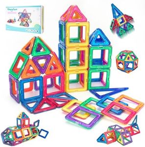 Theefun Costruzioni Magnetiche 60 Pezzi Costruzioni Magnetiche per Bambini 3 4 5 6 7 Anni Giochi Bambini Giocattoli creatività Montessori Giocattolo per Bambini Regali di Compleanno
