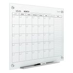 Quartet Magnetic Whiteboard Calendar, 3' x 2', Glass Dry Erase White Board Planner for Homeschool Supplies & Home Office Organization, 2 Magnets, 1 Dry Erase Marker, Frameless Infinity (GC3624F)