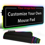 Naispanda Personalised Led RGB Extended Gaming Mouse Pad with Photo Text Name, Custom Waterproof Non-slip Office Desk Mat with 12 Lighting Mode, for PC Computer RGB Keyboard Mouse, 800 x 300 x 4 mm