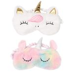 2 Pcs Kids Sleep Mask, Unicorn Kids Eye Masks for Sleeping, Plush Cute Cartoon Pattern, Baby Peace of Mind Sleep Good Help, Sleeping Mask Suitable for Women, Girls, and Children