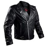 Alpha Black Leather Motorcycle Jacket with Armor for Men - Brando Cafe Racer Biker Jacket Men - 4 Season Riding Jacket with Concealed Carry (CCW), Protective Armor and Black Mesh - 2XL - Black