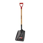 Garant GS117D Steel Snow Shovel for Winter, Square Shovel for Cutting Blocks, Wood Handle with D-Grip, Red