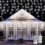 WOWDSGN Icicle Lights Outdoor, 660 LED 15M/49ft Icicle Outdoor Christmas Lights, 8 Modes Waterproof Timer Indoor/Outdoor Icicle Christmas Lights for Roof, Garden, Christmas Decorations (Cool White)