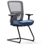 LarkLeaves Mesh Desk Chair No Wheels, Comfy Office Guest Chair with Arms, Ideal for Conference Rooms, Bedrooms, Dorms, Perfect for Students, Teachers, and Visitors, Suitable for Carpeted Floors, Blue