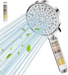 Hard Water Filter Shower Head with 6 Spray Modes, High Pressure Water Saving Shower Head with 20 Layers Filtration, Power Shower Head with Showerhead Filter for Residual Chlorine Remove, Chrome