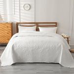 ENJOHOS Summer Quilt Bedspread King Size, Lightweight White King Quilt 3Pc, Reversible Microfiber Embossed King Bedspread with Pillow Shams for Queen Bed, Quilted Blanket Thin Comforter Bed Cover