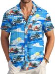 COOFANDY Men's Casual Button Down Shirts Short Sleeve Textured Linen Summer Beach Shirt with Pocket