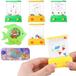 Juego de Agua de Mano, 6 Pieza Juegos de Agua Portátil Consola Anillo de Agua Arcade Mini Juego de Anillo de Agua para Cumpleaños de Niños, Sin Agua