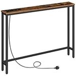 HOOBRO Slim Console Table with Charging Station, Hallway Table with USB Ports and Power Outlets, 100 cm Long, Narrow Sofa/Behind Couch Table for Entryway, Small Spaces, Rustic Brown EBF51KXG01