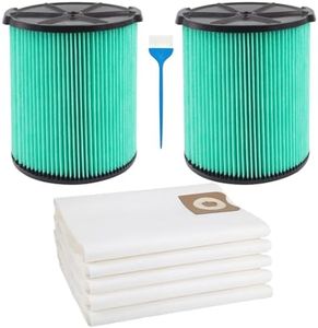 VF6000 Filter Replacement for Rigid Shop Vac Filter 5-20 Gallon, 5-LAYER HEPA Cartridge 97457 + VF3502 Vacuum Bags 23743 2-LAYER High Efficiency for RIDGID 12-16 Gal Wet/Dry Vacuums (2FILTER + 5BAGS)