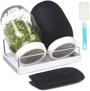 HASTHIP® Seed Sprouting Jar Kit,Bean Sprouts Maker Jar Kit,32OZ Glass Sprouting with Ventilation Mesh Screen Lids & Light Shield & Brush- for Homemade Edible Sprouts