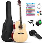 Moukey Acoustic Guitar Full Size Kit for Beginners, 41" Starter Guitarra Acustica with Chord Poster, Gig Bag, Tuner, Steel Strings, Strap(Natural)