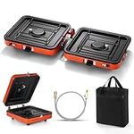 Odoland Portable 2 Burner Camping Stove, 4400w Camp Stove Lightweight Gas Stove for Camping Cooking Outdoor Backpacking and Picnic