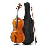 Ktaxon Full-Size Cello, Beginner Cello 4/4, Acoustic Cello Kit with Portable Bag, Bow, Bridge, Rosin, Adults & Kids String Musical Instruments(Nature)