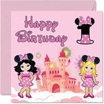 1st Birthday Card Girl - Fantasy Castle Mouse - Happy Birthday Card 1 Year Old Girl, Girls Birthday Cards for Her, 145mm x 145mm Greeting Card for Daughter, Niece, Granddaughter, Sister, God Daughter