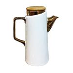 Lemon Tree Ceramic Oil & Beverage Pot With Wooden Spillproof Airtight Lid For Oils, Vinegar, Accompaniments,Juice, Beverages, Tea & Coffee - White