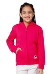 Alan Jones Clothing Solid Cotton Girls Hooded Regular Sweatshirt (Hot Pink_9-10 Years)