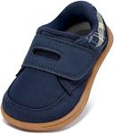 Toddler Wide Toe Box Shoes Barefoot Shoe Boys Kids Walking Boy Sneakers Non-Slip Lightweight Comfortable First Walking Tennis Outdoor Activities Navy Toddler Size 4