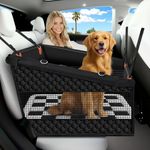 Buatis Large Dog Car Seat Cover with Checkered Dog Bed Mat for Back Seat Half - Single Seat Travel Hammock Extender, Waterproof Hard Bottom, Trendy Checkered Car Accessories for SUV Truck Vehicle