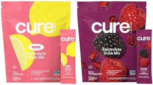 Cure Hydration Family Bundle | Plant-Based Electrolyte Drink Mix | No Added Sugar | Coconut Water | FSA-HSA | Non-GMO | Vegan & Gluten-Free | 14-Pack Each: Pink Lemonade (Kids) & Berry Pomegranate