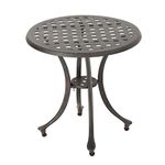 GDF Studio 301752 Louis Outdoor 19" Bronze Finished Cast Aluminum Side Table