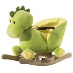 HOMCOM Kids Rocking Horse, Plush Ride-On Dinosaur Seat w/Safety Belt, 32 Songs, Ride-On Horses Toy, for Ages 18+ Months - Green