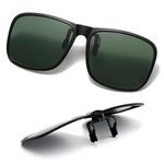 SULIVES Polarized Clip On Sunglasses for Men Women, Anti-Glare UV400 Protection Flip Up Sunglasses for Driving Travel Outdoor Sport, Green