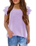 Arshiner Girls Tee Shirts Soft Flatter Sleeve Crewneck Summer Clothes Purple Loose Fit Pullover Tops for Little Girl Size 11-12 Years