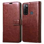 Amazon Brand - Solimo Flip Leather Mobile Cover (Soft & Flexible Back case) for Tecno Spark Power 2 (Brown)