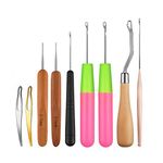 HEALLILY 1 Set/ 9 Pcs Bent Latch Hooks Crochet Needle Set Latch Hook Dreadlock Tool Crochet Needle Hair Locking Tools for Braid Hair Carpet Making and Other Craft