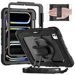 Timecity for iPad Pro 11 Inch Case (M4, 2024, 5th Generation)，360° Rotating Stand/Soft Hand Strap Shockproof Case with Screen Protector Pencil Holder, Sturdiness Case for iPad Pro 11 Inch -Black