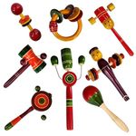 Channapatna Toys Wooden Rattles for Baby, Infants, New Born Babies Toys (0 to 6 to 12 Months) - Set of 8 pcs - Multicolor - Discover Sounds, Develops Sensory Skills