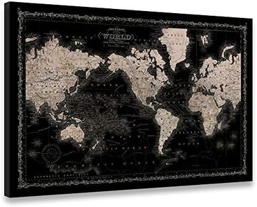 Vintage World Map Canvas Wall Art Retro Map of The World Canvas Prints Framed and Stretched for Living Room Ready to Hang 35''x24''