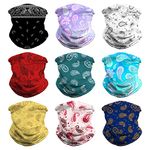 Headband Bandana Head Wrap Scarf Neck Gaiter Headwear Balaclava for Sports (9PCS Paisley)