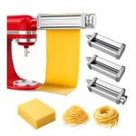 Pasta Maker Attachment for KitchenAid Stand Mixer 3pcs – Pasta Roller, Spaghetti Cutter & Fettuccine Cutter – Stainless Steel Attachments - Stand Mixer Accessories for KitchenAid by MMOBIEL