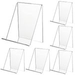 6 pcs Clear Acrylic Book Stand Set Transparent Display Easel Tablet Holder Multi-Functional Easel Acryliy Ledge Shelf Bookshelf for Displaying Picture Albums Books Music Sheets Notebooks Artworks CDs