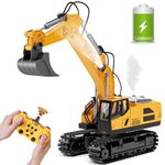 28°C Remote Control Excavator Construction Toys for Boys, 12 Channel RC Excavator Toy with Light & Sounds & Shovel, 680-degree Turn RC Digger Christmas Birthday Gifts for Boy Age 3-5 4-7 8-12 Year Old