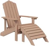 vidaXL Brown Garden Adirondack Chair with Detachable Footstool - Low-Maintenance, Stain-Resistant HDPE Construction - Weather-Resistant and UV-Resistant