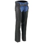 Milwaukee Leather Chaps for Women Black Lightweight Naked Goat Skin- Accent Lace Detailing Motorcycle Chap- MLL6535 - Medium