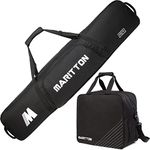 MARITTON Padded Snowboard and Boot Bag Combo,Store Transport Snowboard Up to 165 cm and Boots Up to Size 13,Two-Piece Snowboard Travel Bags.(BLK)