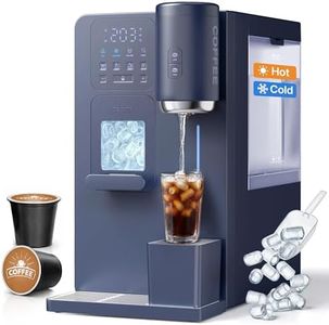 EXNOS 3-in-1 Water Dispenser with Ice Maker - Hot/Cold/Warm Water, Adjustable Water Volume, Countertop, Compact Coffee Brewer for Home & Office, Deep Navy