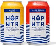 HOP WTR Sparkling Hop Water Mango 6 Pack, Blood Orange 6 Pack, Sugar Free, Low Carb Non Alcoholic Drinks, NA Beer, Adaptogen Drink, No Calories, Adaptogens & Nootropics for Added Benefits, 12 oz Cans