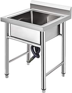 VEVOR Lavello Commerciale in Acciaio Inossidabile non Magnetico Pollici, Lavandino della Cucina con Scompartimento, Attrezzatura Completa del Lavandino di Preparazione di Utilità (93 x 61 x 60 cm)